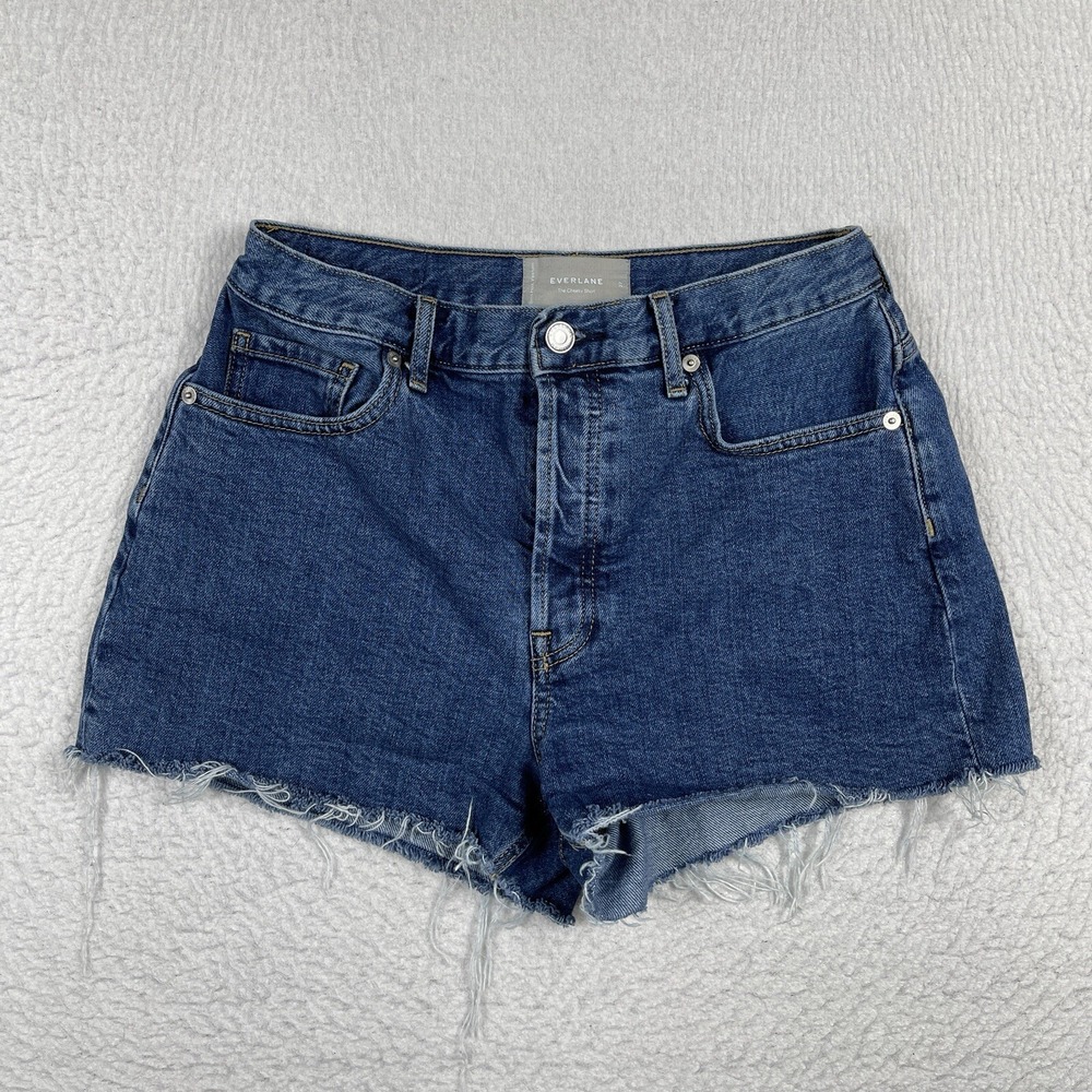 Everlane Shorts Womens 27 Blue Denim The Cheeky Short Cutoff Button Fly Summer